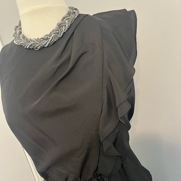 BCBGeneration Black One shoulder Ruffle Black Sz 6 - Picture 2 of 7